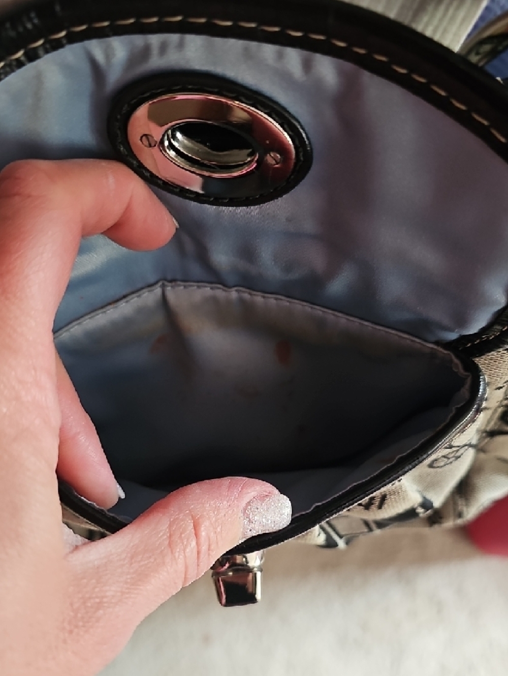 Coach Beige and Black Script & Carriage Shoulder Bag - Picture 5 of 12